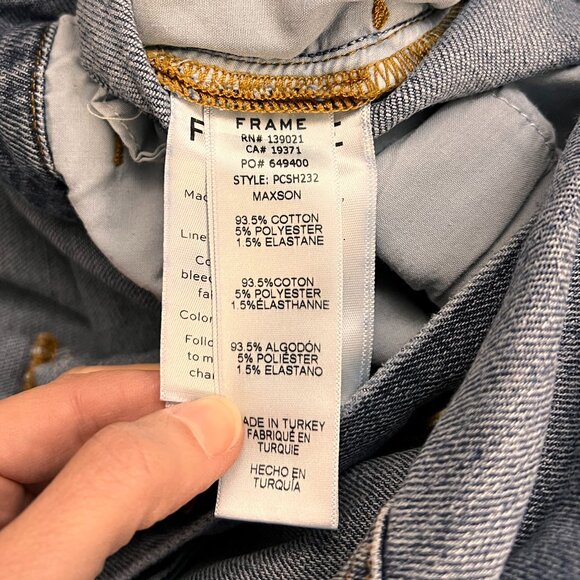 Frame Pleated Coverall Short Romper Button Front Playsuit Stretch Denim Maxson M - Picture 12 of 12